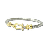 14K Gold Plated Two Tone Cable Rhinestone Bangle Bracelet – Two Tone · BC703 2T_IM _DSC8876