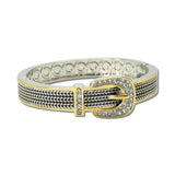 14K Gold Plated Rhinestone Buckle Hinged Bangle Bracelet – Two Tone · BC7098-2T_IM _DSC8879
