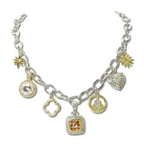 14K Gold Plated Two Tone Multi Charm Statement Necklace – Two Tone · NK4868 2T_IM _DSC8953