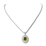 14K Gold Plated Oval CZ Two Tone Pendant Necklace – Two Tone/Olive Green · NK4886-GR_IM _DSC8966