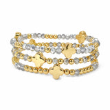 114484, MULTI LAYERED CLOVER BEAD STRETCH BRACELET SET