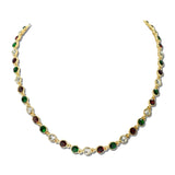 Christmas Iridescent Rhinestone Round Link Necklace – Gold/Christmas Color · CN4422RGC _DSC8994