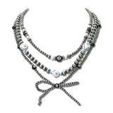 Western Bow Layered Navajo Beaded Necklace – Silver Burnished/Multi · SN0500MUL_SW _DSC9004