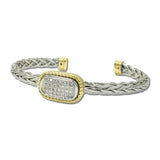14K Gold Plated Pave CZ Woven Cable Cuff Bracelet – Two Tone/Clear · 2283B_MX _DSC9015