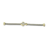 14K Gold Pave CZ Cross Mesh Magnetic Bracelet – Two Tone/Clear · 2224B_MX _DSC9020