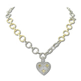 14K Gold Plated Pave Heart Detachable Pendant Link Necklace – Two Tone/Clear · 2290 _DSC9029