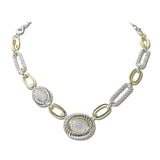 14K Gold Plated Pave Oval Station Two Tone Link Necklace – Two Tone/Clear · 2273_MX _DSC9030