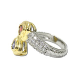 14K Gold Plated Double Heart CZ Bypass Ring – 7 · K2364-7_MX _DSC9046