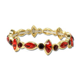 Marquise Round Rhinestone Stretch Bracelet – Gold/Red · CB2430RED_MUS _DSC9148