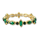 Marquise Round Rhinestone Stretch Bracelet – Gold/Emerald Green · CB2430EM_MUS _DSC9152