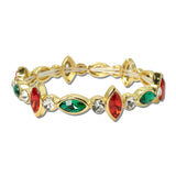 Christmas Marquise Round Rhinestone Stretch Bracelet – Gold/Christmas Color · CB2430RGC_MUS _DSC9158