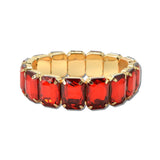 Emerald Cut Rhinestone Stretch Bracelet – Gold/Red · MBR5793GDRE _DSC9178