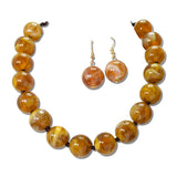 Marbled Gumball Bead Necklace Set – Gold/Brown · MNE8829BR _DSC9182