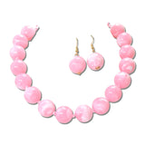 Marbled Gumball Bead Necklace Set – Gold/Lt.Pink · MNE8829LPK _DSC9185