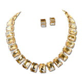 Emerald Cut Crystal Statement Collar Necklace And Earring Set – Gold/Topaz · MNE8433GDLCT _DSC9192