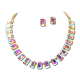 Emerald Cut Rhinestone Collar Necklace Set – Gold/AB · MNE8899GDAB _DSC9194