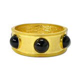 Water Resistant 24K Gold Tone Pearl Cabochon Stretch Bracelet – Black · BR10021BK _DSC9201