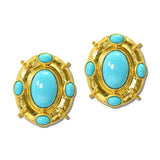 24K Gold Tone Oval Cabochon Statement Dome Earrings – 24K Gold Tone/Turquoise · ER10521TQ24K_TP _DSC9210