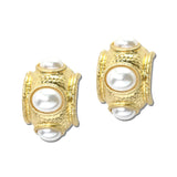 24K Gold Tone Pearl Cabochon Huggie Earrings – 24K Gold Tone/Pearl · ER10538VG24K_TP _DSC9215
