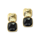Water Resistant Hammered Metallic And Faceted Cushion Gem Drop Earrings – Black · ER10241BK _DSC9228