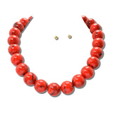 Marbled Gumball Bead Statement Necklace Set – Gold/Red · NK30051RED_TP _DSC9233