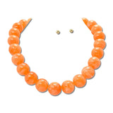 Marbled Gumball Bead Statement Necklace Set – Gold/Orange · NK30051ORG_TP _DSC9234