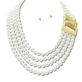 Water Resistant Multi Strand Pearl Buckle Necklace – Worn Gold/Pearl · NK30043PL_TP _DSC9242