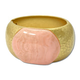Hammered Oval Stone Hinged Bangle – Worn Gold/Pink · BG997PK_AJ _DSC9292