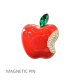 Glossy Enamel Apple Magnetic Pin Brooch – Gold/Red · MP216GRD_AJ _DSC9310