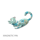Enamel Cat Magnetic Pin Brooch – Silver/Turquoise · MP231TQ_AJ _DSC9312