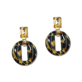 Printed Acrylic Ring Drop Earrings – Gold/Leopard · YE3427LEO_AJ _DSC9324