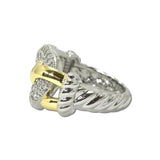 14K Gold Plated Two Tone Pave Chain Link Ring – 7 · K2367-7_MX _DSC9330