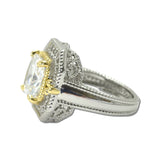 14K Gold Plated Two Tone Clear Square CZ Statement Ring – 7 · K2360C-7 _DSC9333