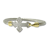 14K Gold Plated CZ Pave Cross Cable Bracelet – Two Tone/Clear · 2309B_MX _DSC9339