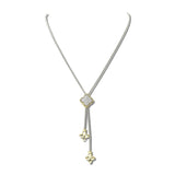 14K Gold Plated CZ Quatrefoil Lariat Adjustable Long Necklace – Two Tone/Clear · 2235_MX _DSC9347
