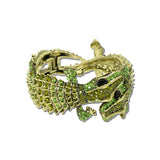 Rhinestone Alligator Hinged Cuff Bracelet – Antique Gold/Green · BA1427GRN_MQ _DSC9358