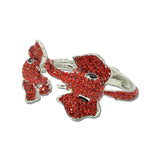 Rhinestone Elephant Head Hinged Bracelet – Silver/Red · BA1437SRED_MQ _DSC9363