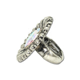 Western Oval Rhinestone Concho Stretch Ring – Silver Burnished/AB · SR0909SBAB_SW _DSC9522
