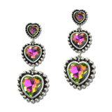 Western Graduated Heart Rhinestone Drop Earrings – Silver Burnished/Volcano · SE2771SBVOL_SW _DSC9549