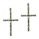 Western Rhinestone Baguette Cross Drop Earrings – Silver Burnished/Volcano · SE3389VOL_SW _DSC9554