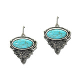 Western Oval Stone Concho Drop Earrings – Silver Burnished/Turquoise · SE3427SBTQ_SW _DSC9556