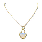 Stone Heart Lock Pendant Necklace – Gold/Opal · ONF5561GDWOP_OZ _DSC9821