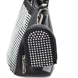 95745, STUDDED ACCENT FAUX LEATHER HANDBAG WITH POUCH