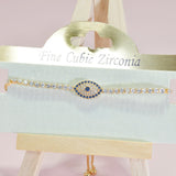 94861, EVIL EYE CUBIC ZIRCONIA ADJUSTABLE BRACELET