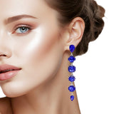 107864, GEOMETRIC RHINESTONE DROP DANGLE EVENING EARRING PINK AND GREEN