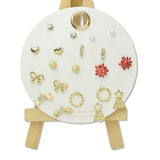108627, SET OF 10 PAIRS CHRISTMAS BOW TREE STAR HEART ASSORTED STUD EARRING SET