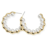107207, PEARL ACCENT ROUND HOOP EARRING