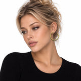 114631, 24K GOLD TONE HAMMERED OPEN HOOP EARRINGS