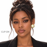 114615, PEARL BEAD GEM CLIP ON EARRINGS