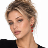114682, FACETED RHINESTONE TIERED DROP EARRINGS
